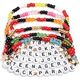 AICase for My Chemical Merch Gifts Inspired Bracelets 6 Pcs Stackable | Stretch Beaded Friendship Bracelets Concert Outfit Vinyl Poster Sticker Merchandise Gifts for Fans Women Birthday Christmas_2