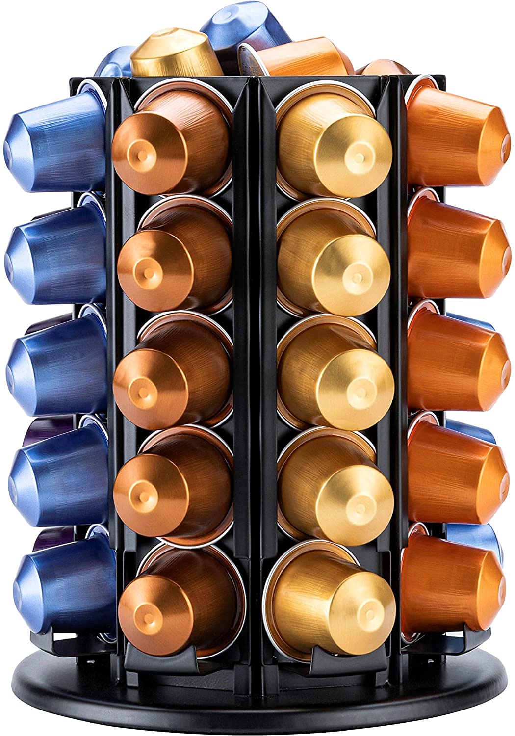 Coffee Capsules Holder for Nespresso 360 Degree Rotation with Central Additional Pod Storage (40+)
