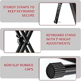 Crystals Double Braced X Frame Music Keyboard Stand 7 Height Positions Black view 4