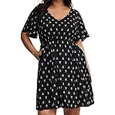 Torrid Women's Plus Size V-Neck Elastic Waist Mini Dress