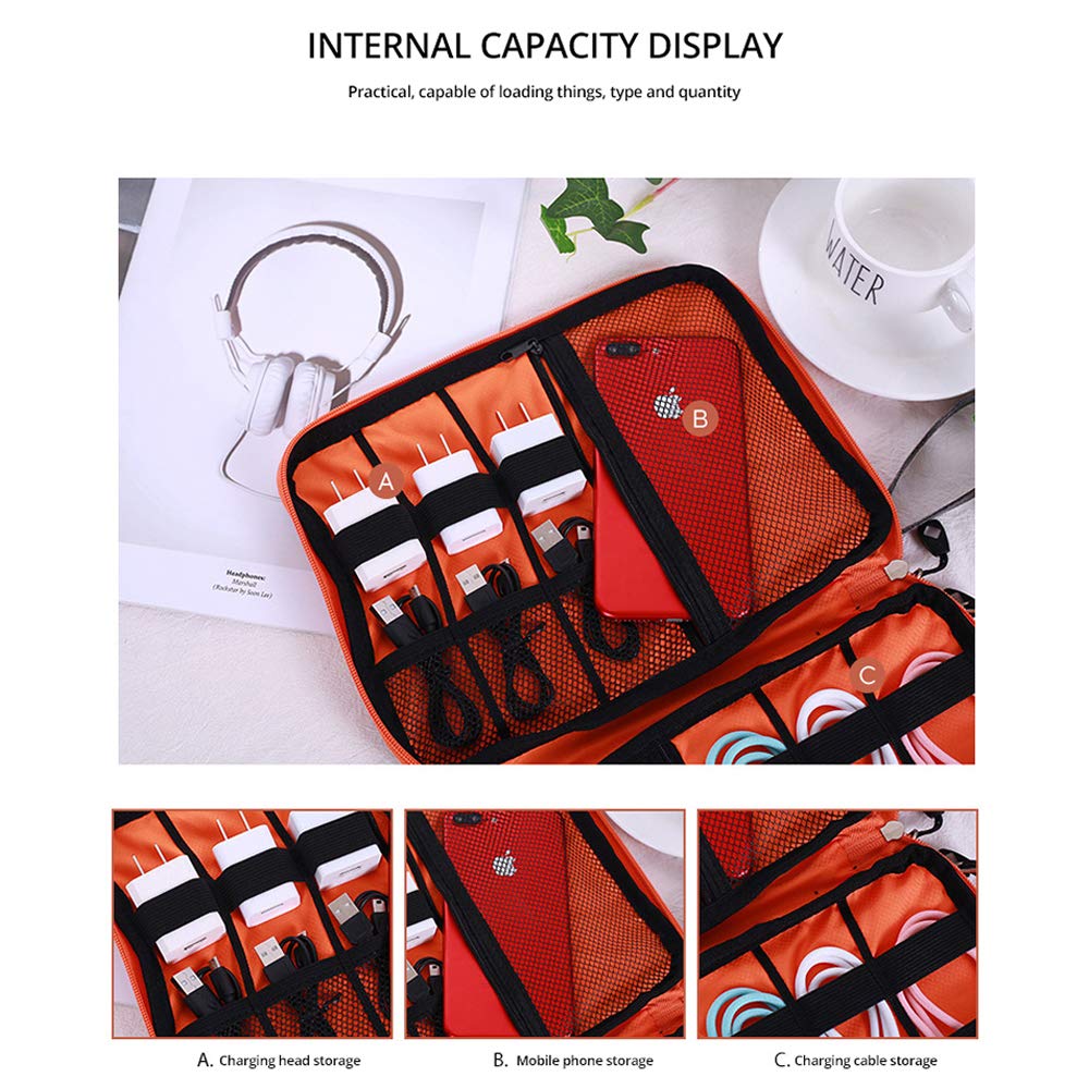 LY-LONGER Travel Cable Organizer Universal Electronics Accessories Cases, Storage Bag for Hard Drives, Cables, Charger, Phone, Adapter (Middle)
