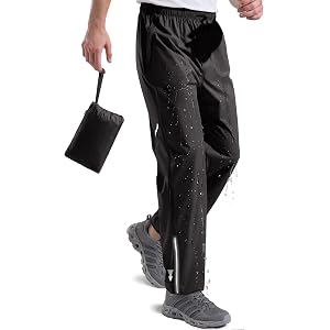 FREE SOLDIER Men's Lightweight Rain Pants Windproof Waterproof Packable | Hiking Fishing Outdoor Pants, Windproof, Wind Break