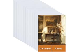 8PCS Painting Canvas Panels 12" x 16" Blank Canvas Boards Cotton Canvases for Painting, Large Canvas Painter Pre-Stretched Pr