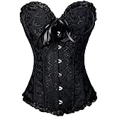 Mioliknya Corset Tops for Women Shapewear Bustier Lace Up Jacquard Underbust Corset