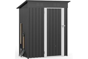 DWVO 5x3ft Metal Outdoor Storage Shed, Waterproof Tool Shed Heavy-Duty Storage Unit with Lockable Door and Vents, Ideal for Bicycles, Tools, Lawnmowers, Backyards, Patios, Lawns - Dark Gray