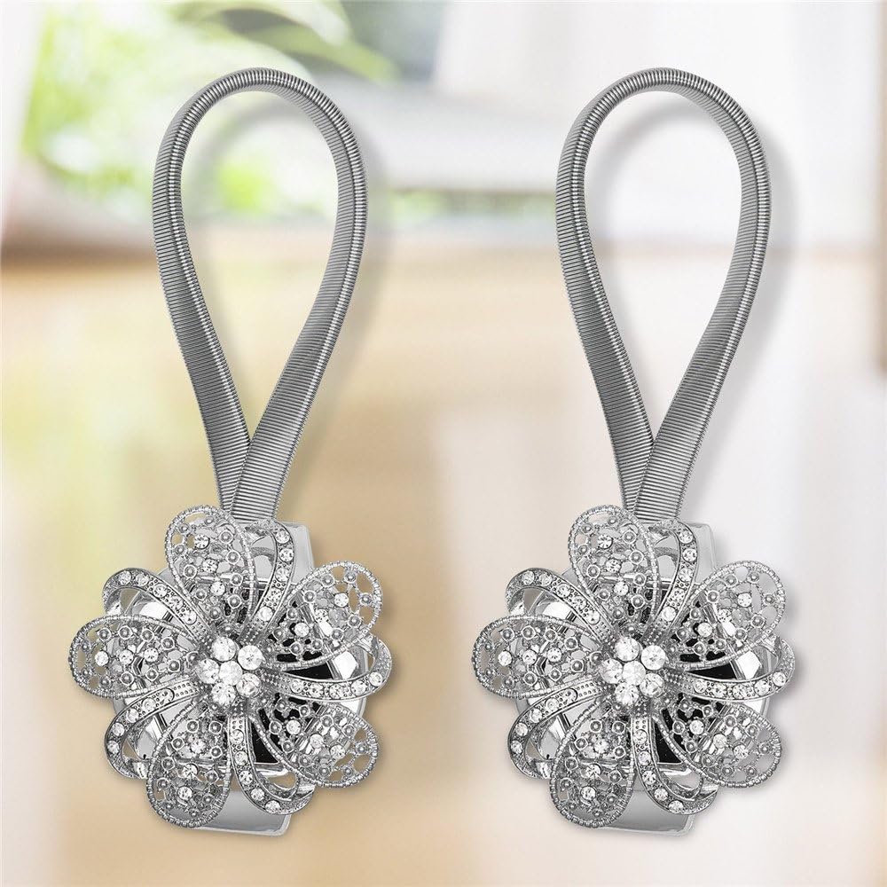 Gaddrt® 1 Pair Magnetic Crystal Curtain Tiebacks Tie Backs Buckle Clips Holdbacks Home Decor