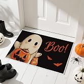 VISSTREE Halloween Welcome Door Mat Set of 2, Boo Pumpkin Ghost Doormat | Spooky Non-Slip Absorbent Door Rugs with Rubber for Halloween Holiday Indoor Outdoor Home Floor Carpet Decorations 17x29 Inch