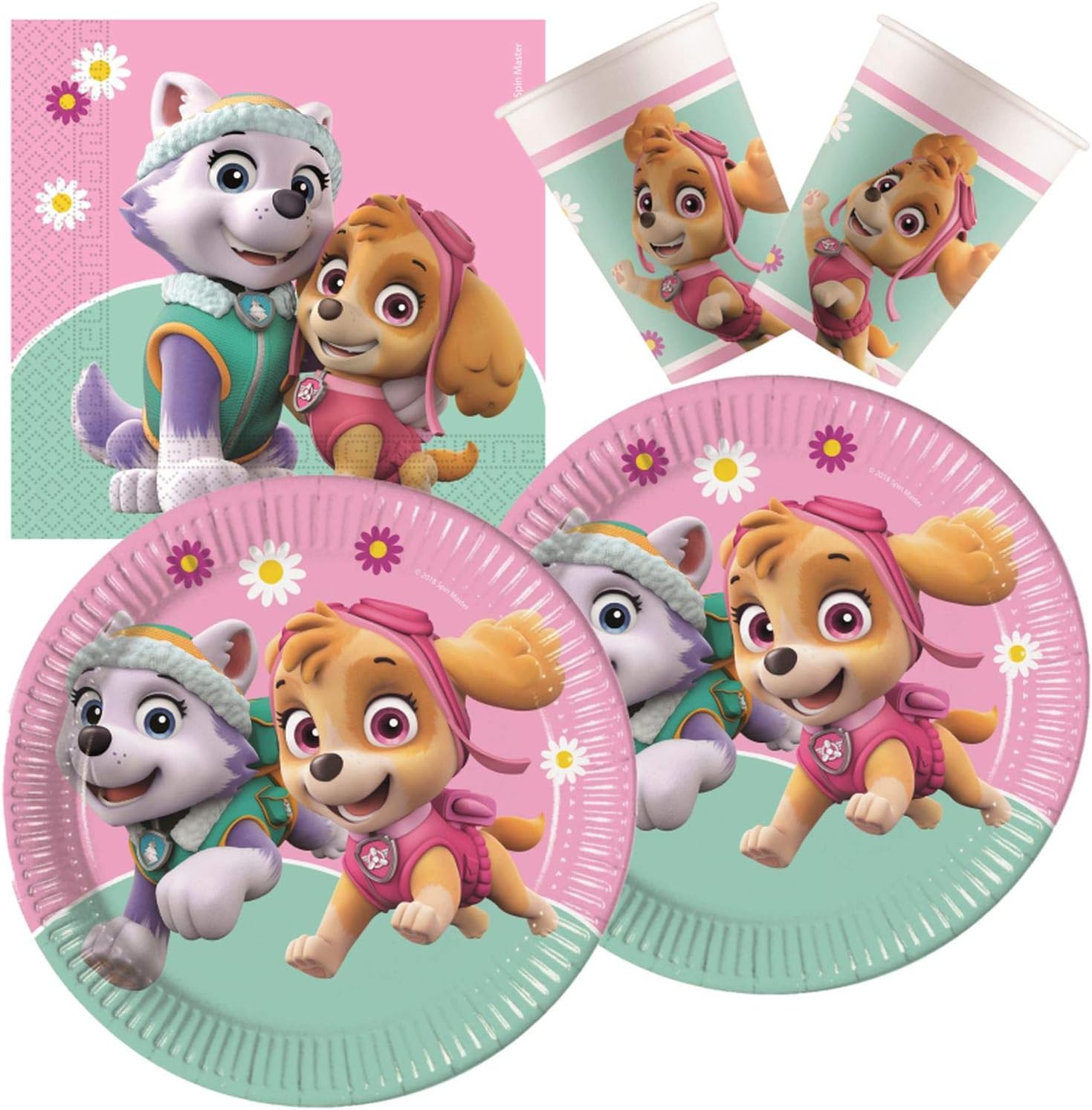 Procos 10133066 Children's Birthday Party Set S Paw Patrol Skye and Everest Multi-Coloured, Colourful