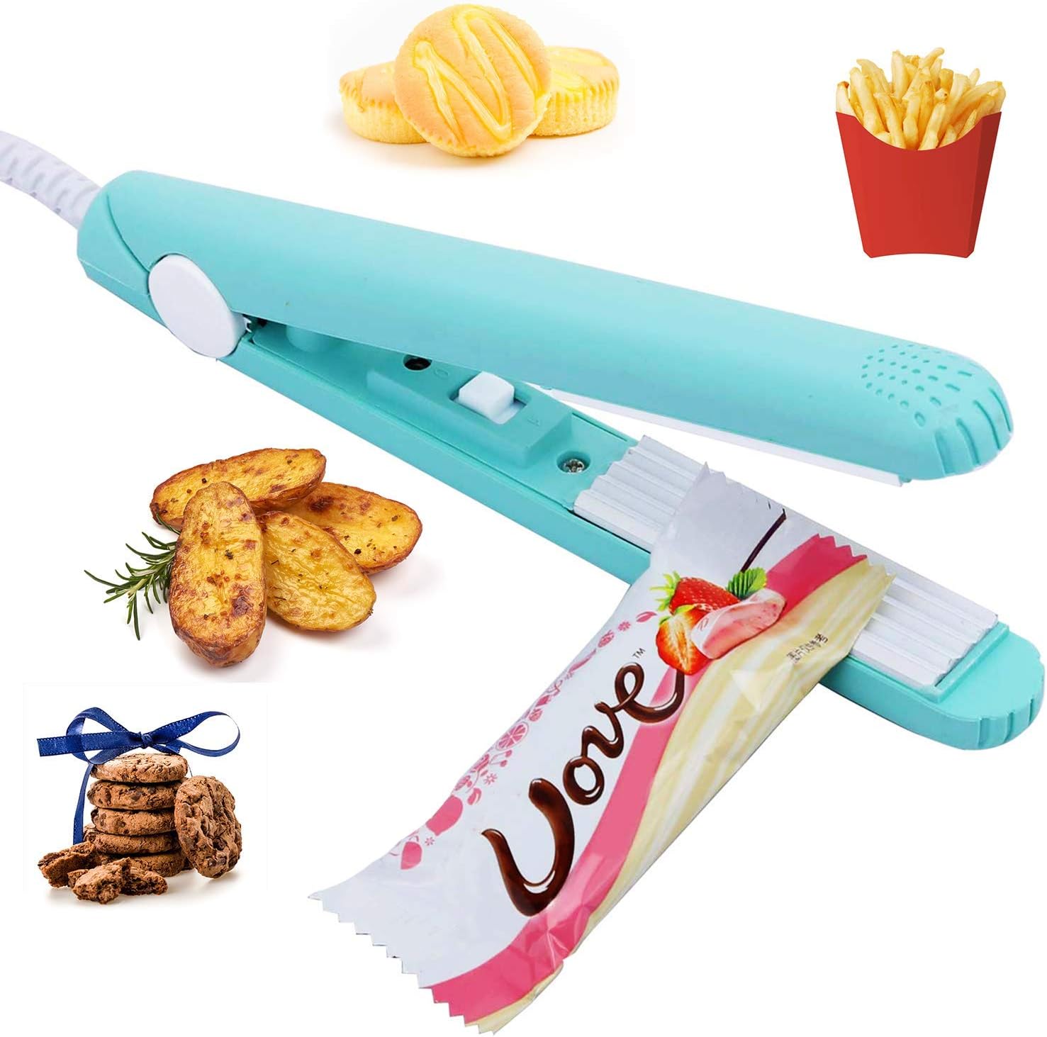 Heat Sealer Handheld Food Sealer for Food Storage, Bag Sealer Heat Seal for Small Plastic Bags, Vacuum Sealer Bags, Snack Bags, Chip Bags, Cookies Bags -with 45” Power Cable -Ships from US