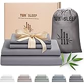 TWK Luxury Sheet Set, Genuine 100% Organic Viscose Derived from Bamboo, Cooling & Breathable, Silky Soft, Bedding Sheets & Pillowcases (Gray, California King)