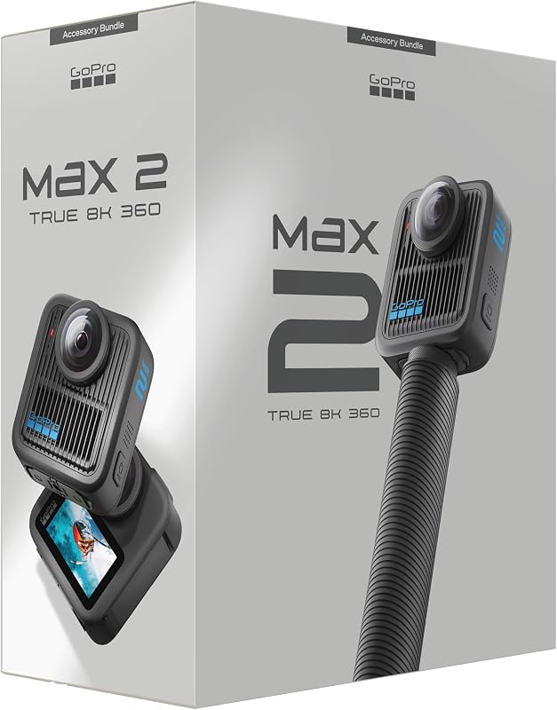 MAX2 + Zubehörpaket – Enthält eine 1,2 m Lange Verlängerungsstange, 2 Enduro-Akkus mit 1960 mAh und eine 64 GB SanDisk microSD-Karte