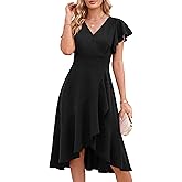 ANRABESS Womens Cocktail Dress Semi Formal Wedding Guest Wrap Midi Dresses Summer Western High Low Ruffled Valentines Dress