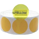 Transparent Yellow Color Coding Labels, 1 Inch Round Circle Dot Stickers, 500 Total Adhesive Labels Per Roll for Organizing Inventory, Storage, and Retail Use, Made in The USA