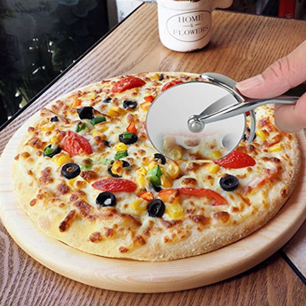 Stainless Steel Pizza Cutter With Round Shape Handheld Pizza Knife Cutter Cake Cut & Slice Thick & Thin Crust Pizza Instantly Super Sharp and Easy to Clean Slicer