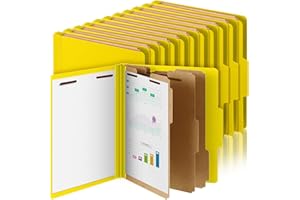 Skyygemm 24 Pcs Classification Folders Letter Size, 3 Divider Pressboard File Folder with Fasteners, Expanding File Organizer Bulk for Teachers, Clergy, Office, Church, Christmas Donations (Yellow)