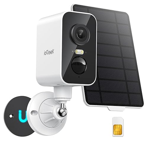 ieGeek 4G Magnetic No Wifi Security Camera, 2K 300° CCTV Camera with Solar & Battery, Indoor/Outdoor, Wireless, Color Night Vision, Motion Detection, Two-way, SIM card inserted, Unlimited Data Plan