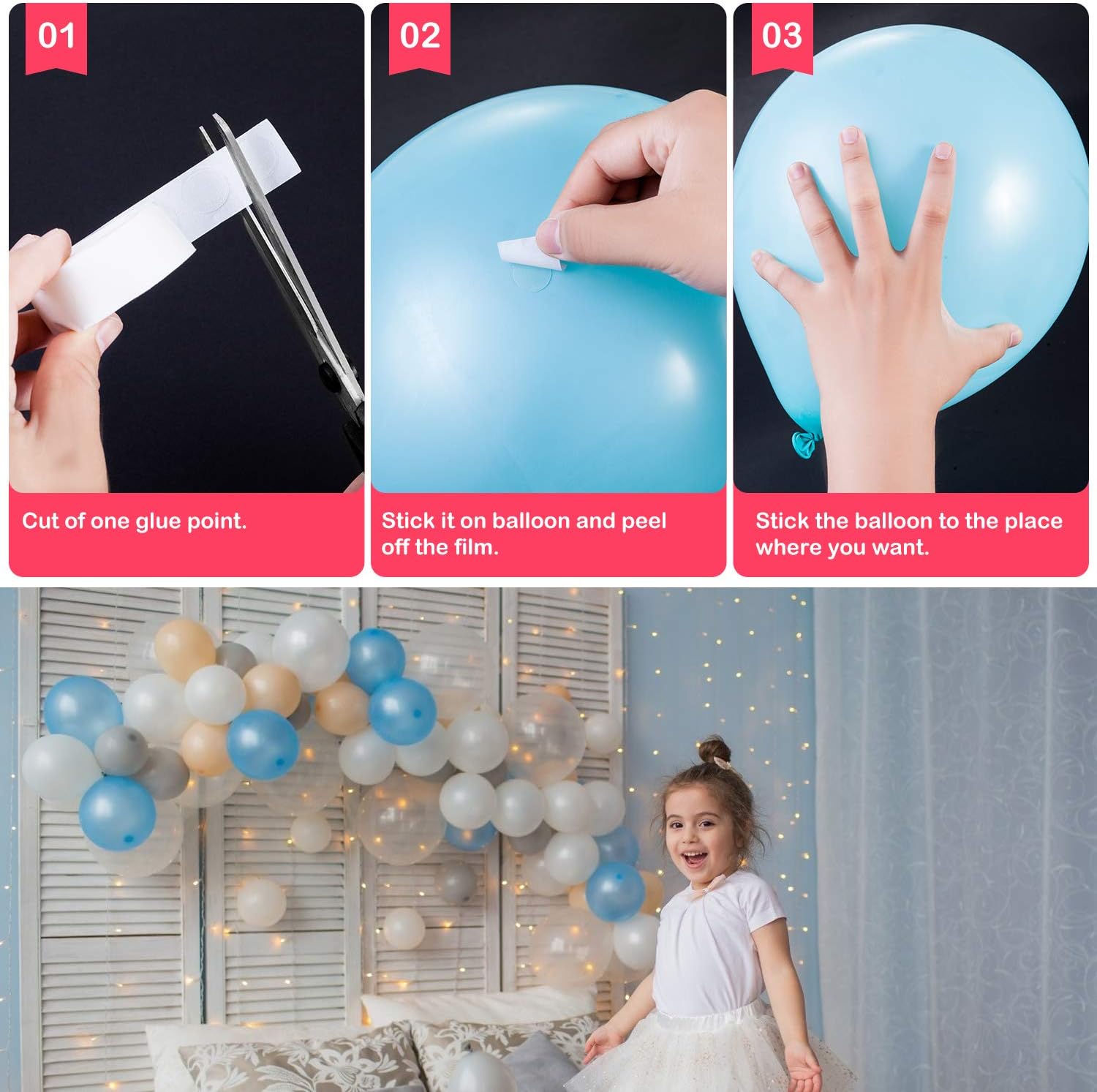 Upgraded Balloon Arch kit and Balloon Garland Kit,300 Super Adhesive 50 Feet Stronger Balloon Garland Strips 2 Balloon Tie Tools for Ballon Arch Kits Suitable for Birthday Wedding Party: Health & Personal Care