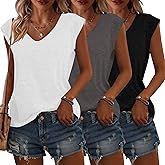 COULUKE Womens 3 Pack T Shirts Cap Sleeve Tees U Neck Tank Tops Fashion Basic Tops 2025