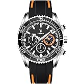 TYBERLEY Vintage Men's Quartz Watch Moonphase Chronograph Rubber Strap Waterproof Luminous Casual Sport Wristwatch