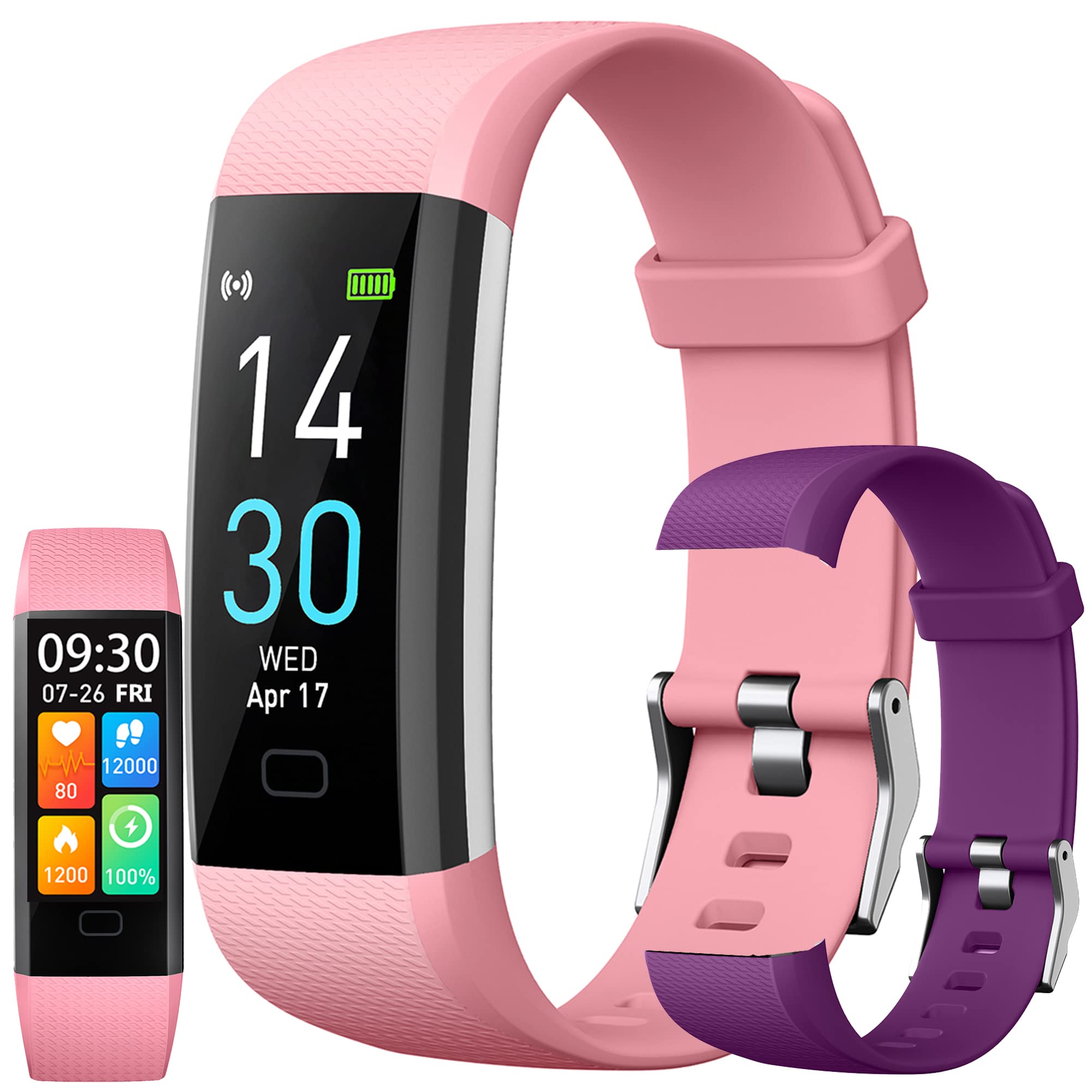 Smart Watch for Women, Activity Tracker Fitness Trackers with SpO2 Heart Rate Blood Pressure Sleep Monitor Female Health Tracking, Step Counter IP68 Waterproof Smartwatch for Android iOS (Pink)