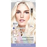 L'Oreal Paris Feria Hyper Platinum Advanced Lightening System Hair Bleach, Lifts Up To 8 Levels, Includes Anti Brass Purple Conditioner, 1 Hair Dye Kit