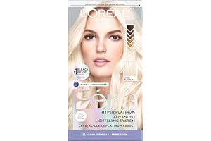 L'Oreal Paris Feria Hyper Platinum Advanced Lightening System Hair Bleach, Lifts Up To 8 Levels, Includes Anti Brass Purple Conditioner, 1 Hair Dye Kit