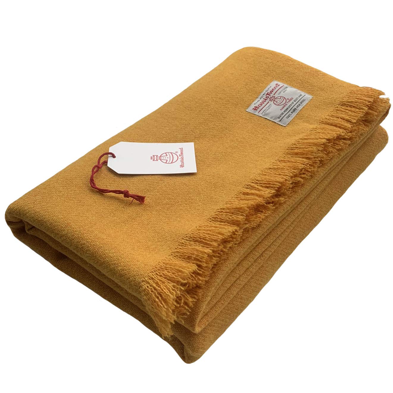 Harris Tweed Luxury Mustard Extra Large Throw Blanket 150 x 200cm