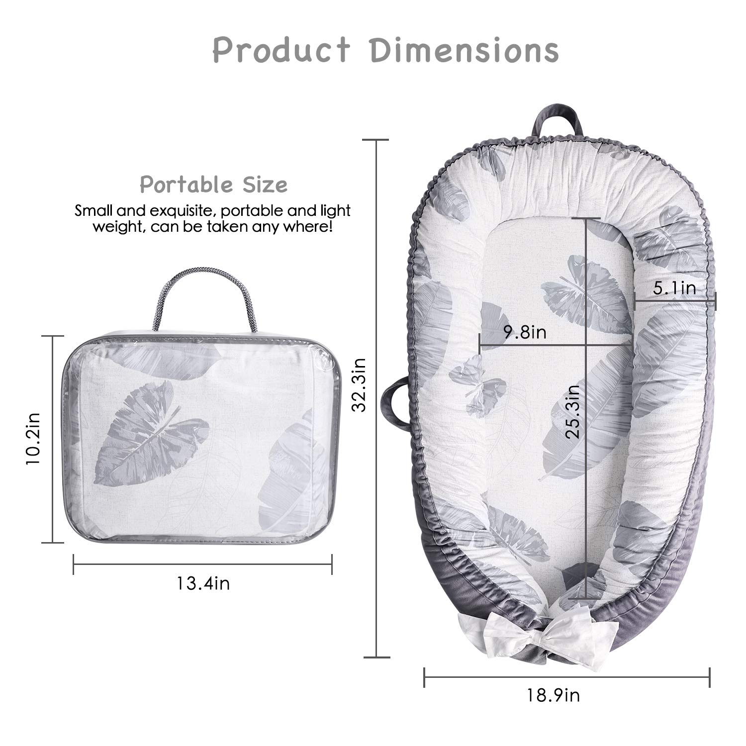 Baby Lounger, Baby Nest Portable Infant Bassinet 100% Cotton Breathable Co-Sleeping Baby Bed (Leaves): Baby