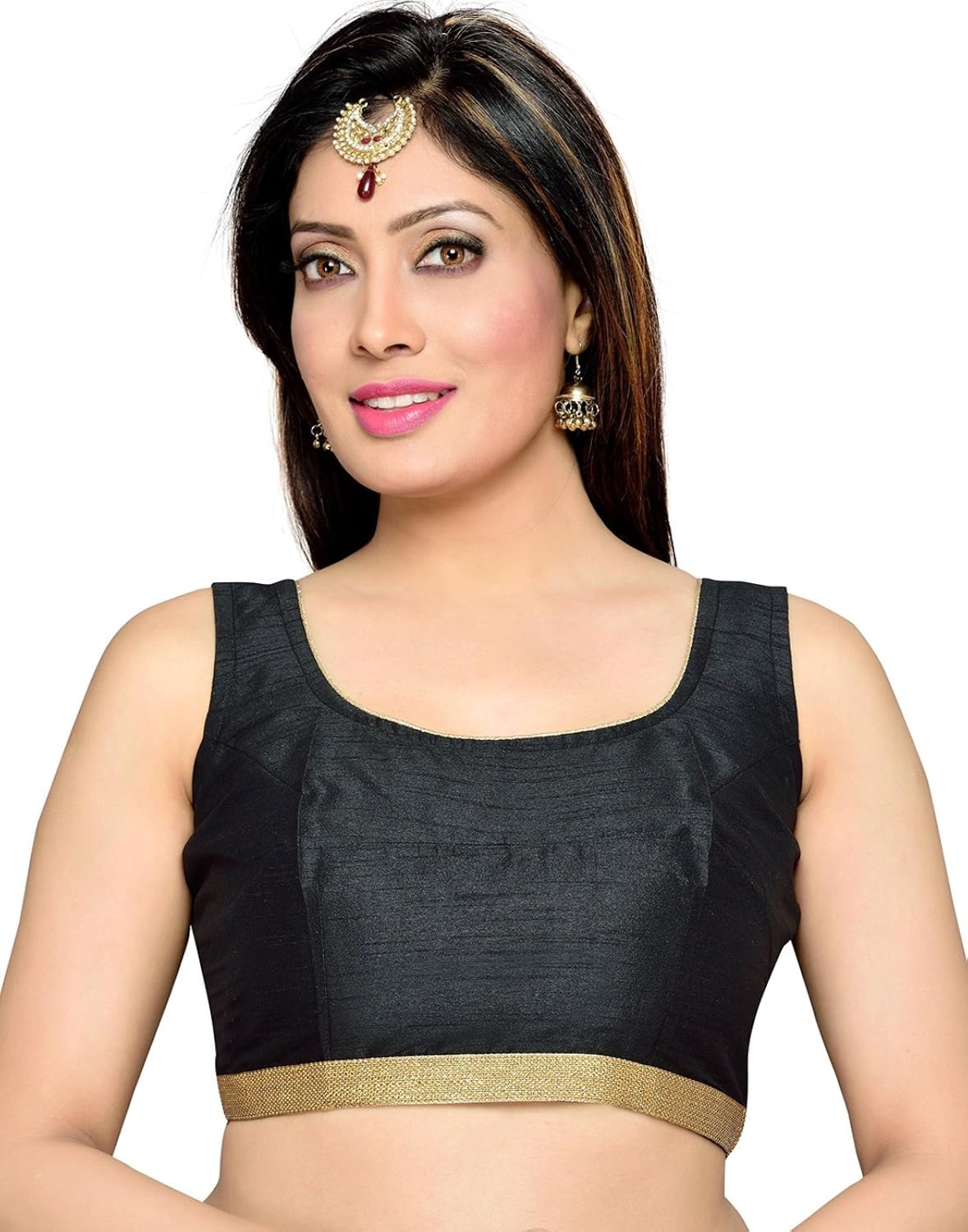 studio shringaar party black polyster non-padded blouse