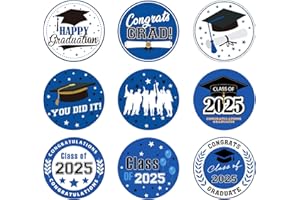 Blinket 2025 Graduation Stickers – 180pcs Class of 2025 Stickers for Graduation Party Decorations, Blue Candy Envelope Seals Graduations Decorations for 2025 Gifts and Goodie Bags