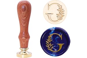 SWANGSA Initial Alphabet G Wax Seal Stamp, Vintage Elegant Botanical Leaves Letter Sealing Stamp for Wedding Party Invitation, Gift Wrap, Envelope, Christmas Thanksgiving Card (G)