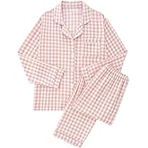 SHENHE Women's Pajama Set Long Sleeve Button Down Sleepwear Long Pants 2 Piece Gingham Pjs