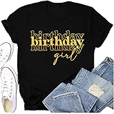 Potia Birthday Shirts for Women Happy B-Day Party Crew T-Shirt Birthday Queen Girl Squad Printed Tops