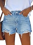 onlypuff Mid Rise Ripped Frayed Denim Shorts