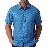 fohemr Mens Short Sleeve Casual Button Down Graphic Printed Shirt Summer Untucked Business Pattern Dress Shirts with Pocket