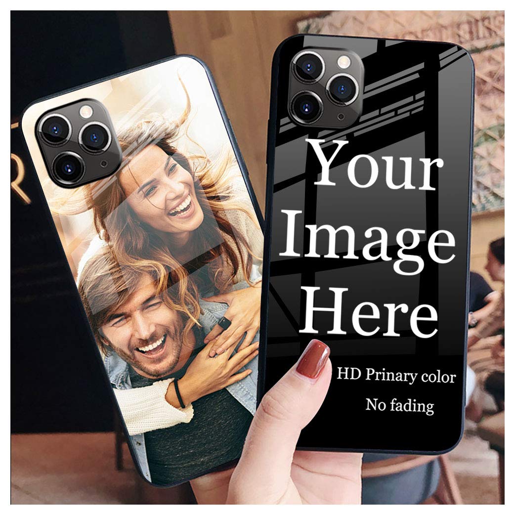 Depthlan Custom Phone Case for iPhone 12 Pro Glass Case, Anti-Scratch Soft Protective TPU Bumper Personalized Photo Make Your Own Picture Customized Cases