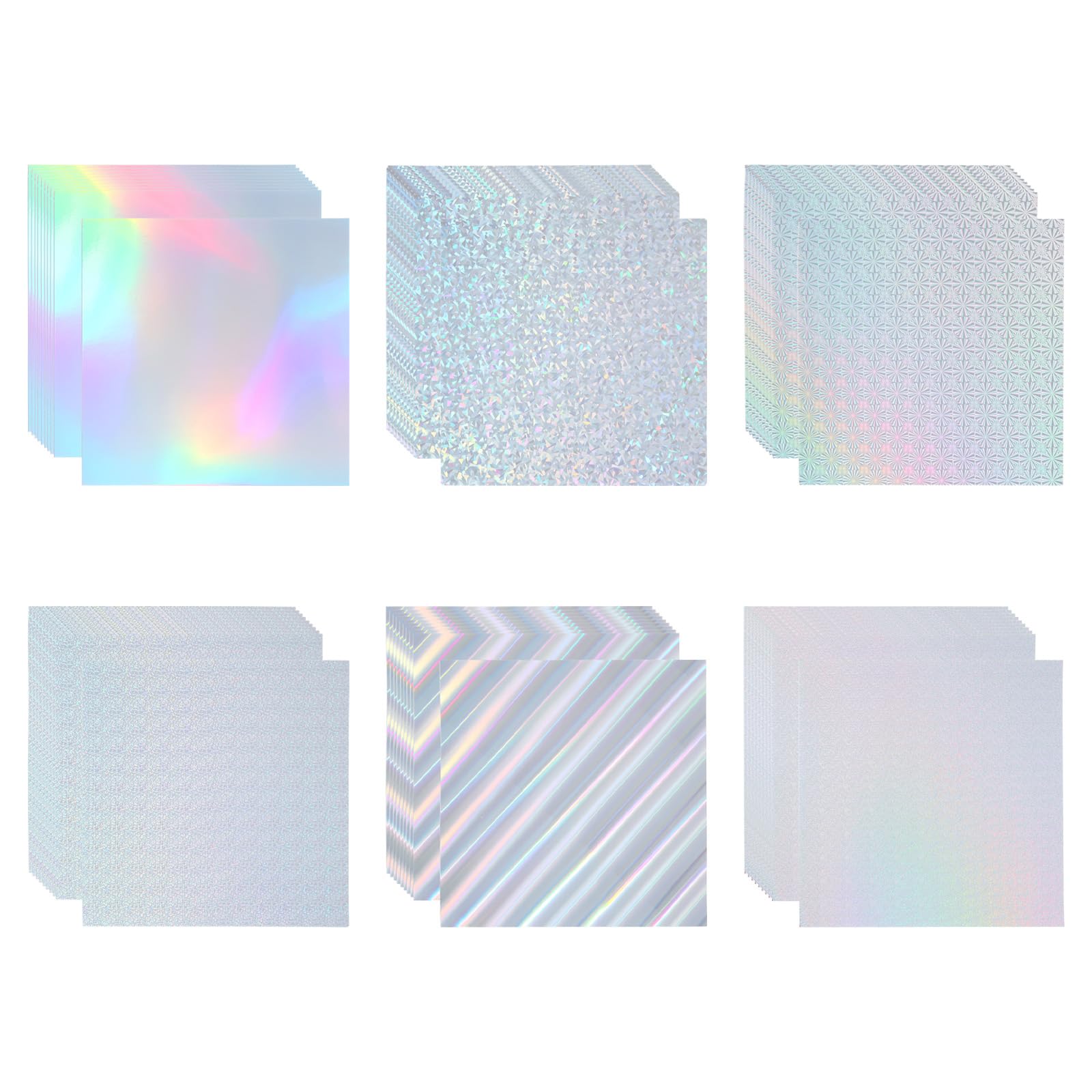PATIKIL 12"x12" Holographic Cardstock, 60 Pack Metallic Iridescent Mirror Paper Foil Board Reflective Sheets for Scrapbook Poster DIY Craft, 6 Colors