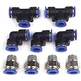 Primefit PCKIT9 Air Push To Connect 9-Piece Connector Kit (1/2" OD) for 1/2" Outside Diameter / 3/8" Inside Diameter Air Tubing