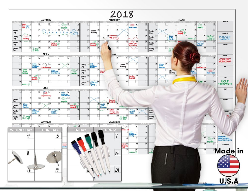 Extra Large Wall Calendar Large Lcd Displays Current Time Active 