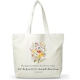 Women Bible Canvas Tote Bag, Religious Christian Inspirational Gifts, Reusable Flower Shopping Tote, Aesthetic Shoulder Bag, Thanksgiving Christmas Gifts For Friends Colleagues -A17