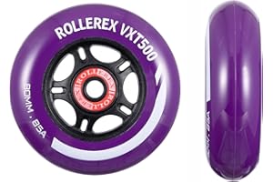 Rollerex VXT500 RipStik/Inline Skate Wheels (2-pack w/bearings, spacers and washers) (Use on Hockey Roller Blades) - Can Be Used As RipStik Caster Board Wheel Replacements