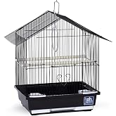 Prevue Pet Parakeet Manor Bird Cage with Handle Easy Storage - Black | Versatile Carrier for Home or Travel, Small Bird Accessories, Ideal for Canaries, Budgies, Finches, Parakeets, and More