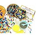 Lanyani 2 Sets of DIY Mosaic Craft Kits Mosaic Tiles Coaster Kit Make Your Own Mosaic Project Handmade Craft Set with Stained Glass Mosaic Tile Pieces for Decoration and Gift