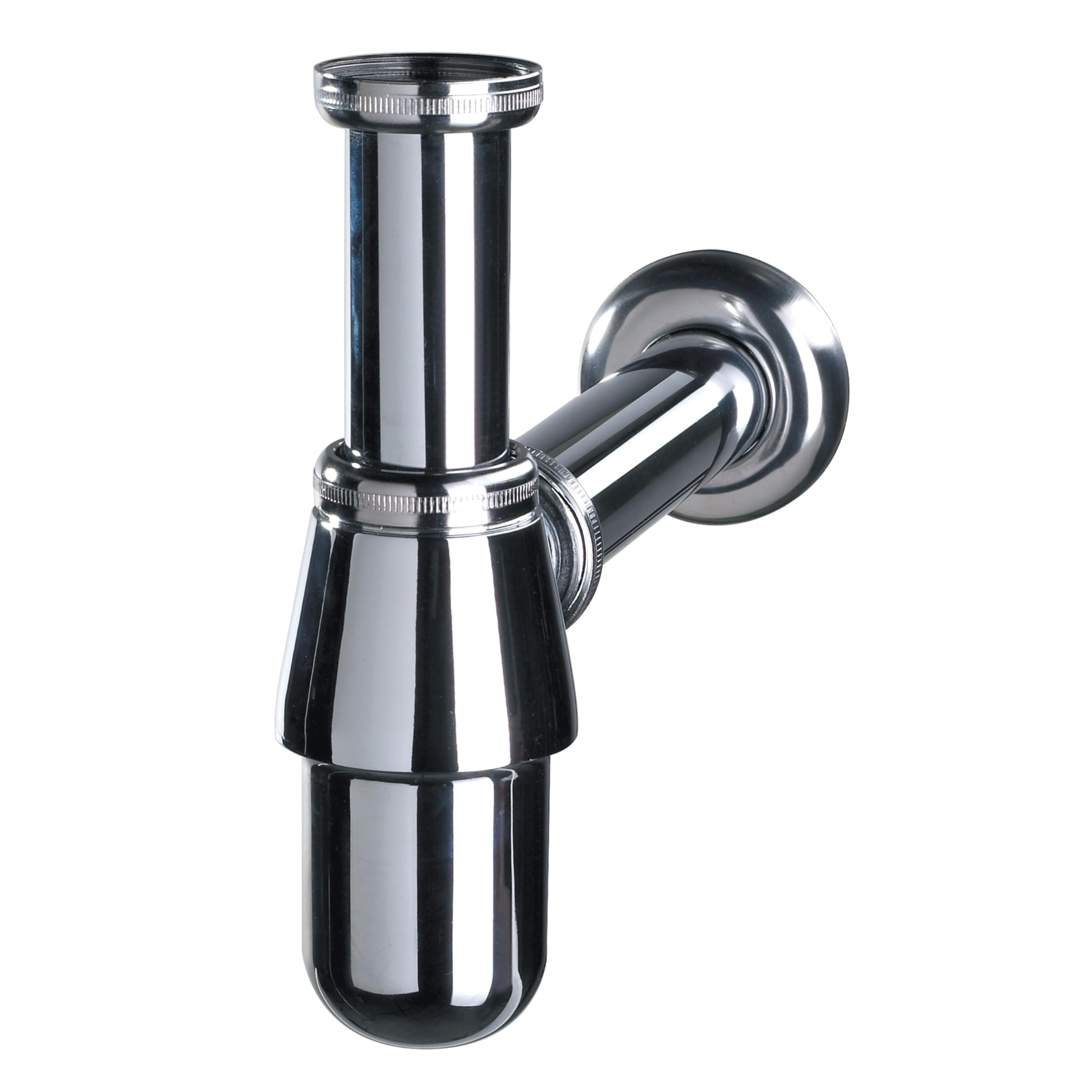 Wirquin 30719890 Sink Siphon with Wall Outlet Chrome-Plated Brass