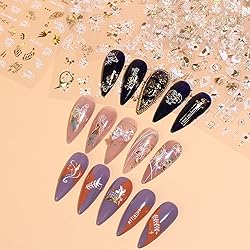 Gold Flowers Nail Art Stickers, Lace Flower Leaf