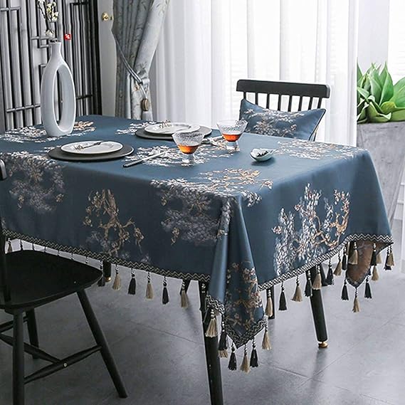 Rectangle Tablecloth, European Style Upscale Cotton Linen Tablecloth Dining Table Decorative