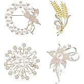 4 Pcs Pearl Brooches and Pins for Women,Elegant Broches for Daily Wear and Commemorative Occasions