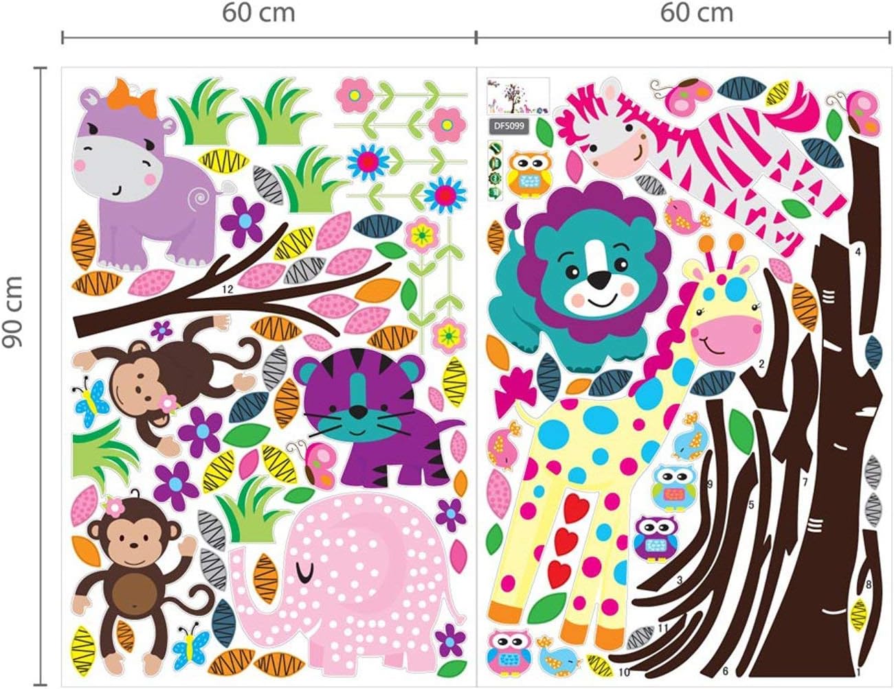 Walplus Wall Stickers Mural Decal Paper Art Decoration Happy Animals Tree Kids Room Children Cute - Image 3