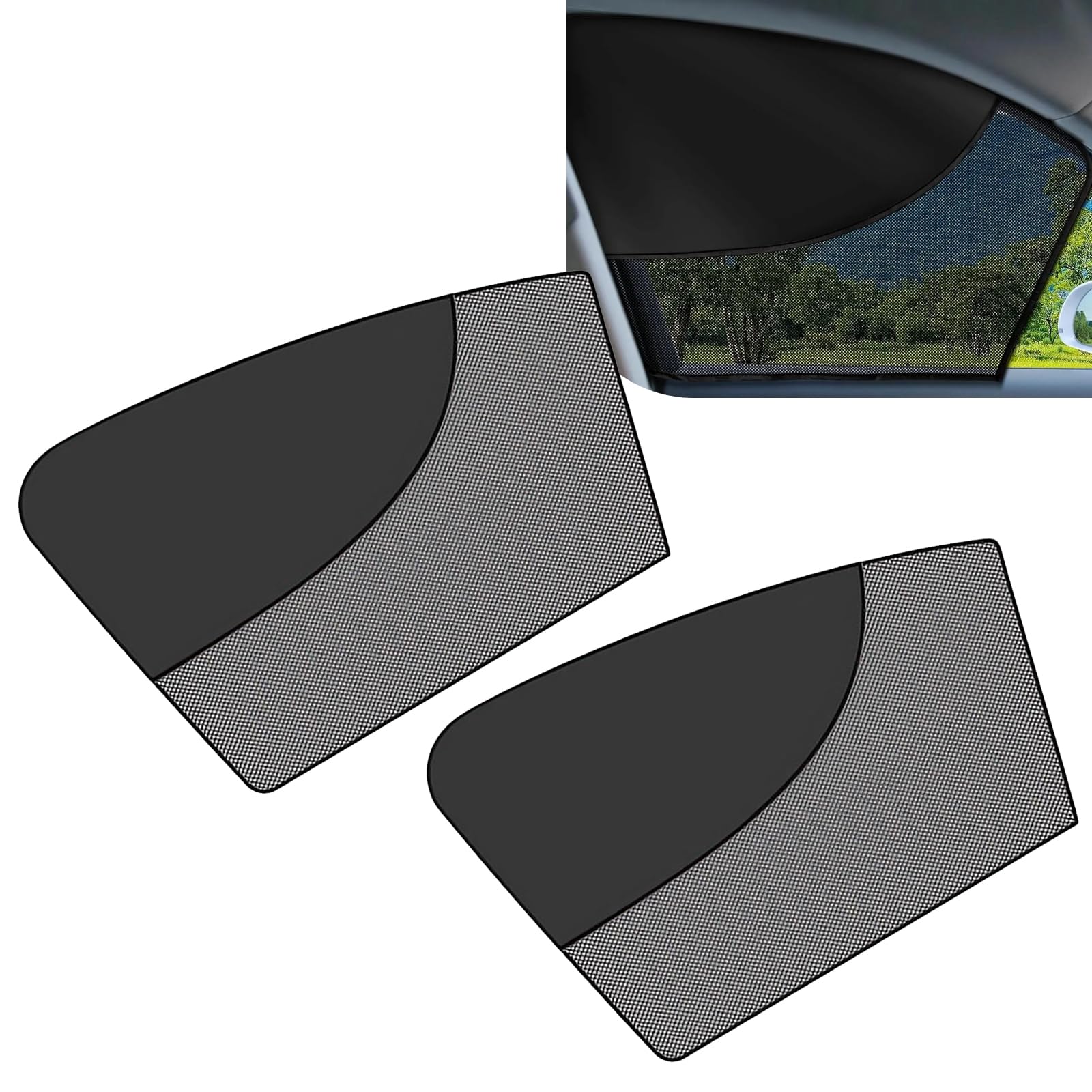 Photo 1 of Downhill 2 PCS Car Window Shades, Double Layer Window Sun Shades, Sun-proof Breathable Mesh Sunshade, Car Window Curtains for Baby Protection (Black)