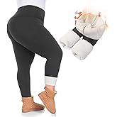 Plus Size Fleece Lined Leggings Women - Thick Soft Black Tummy Control Thermal Warm Velvet Winter Pants for Women